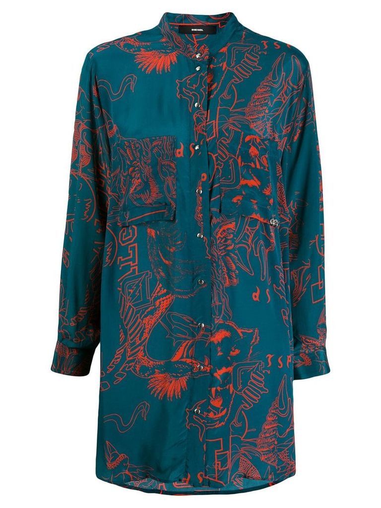 Diesel oversized embroidered shirt - Blue