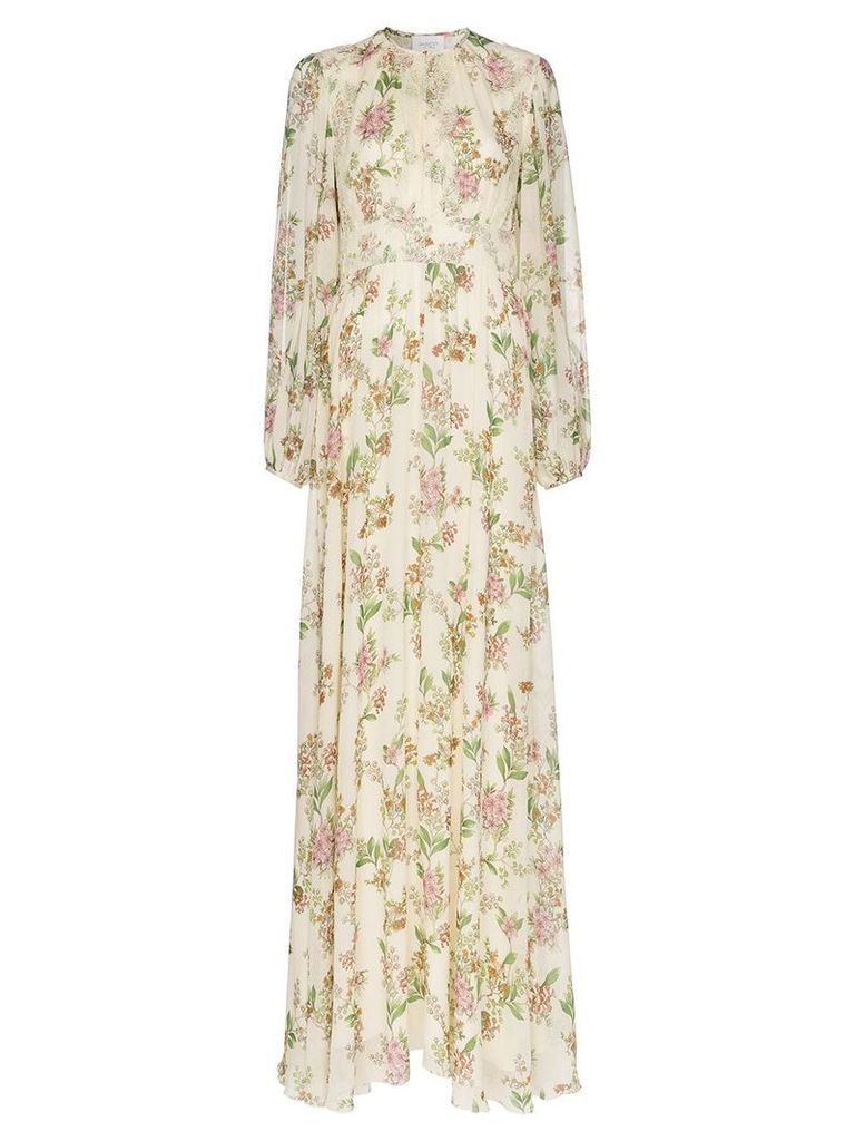 Giambattista Valli floral print long dress - NEUTRALS