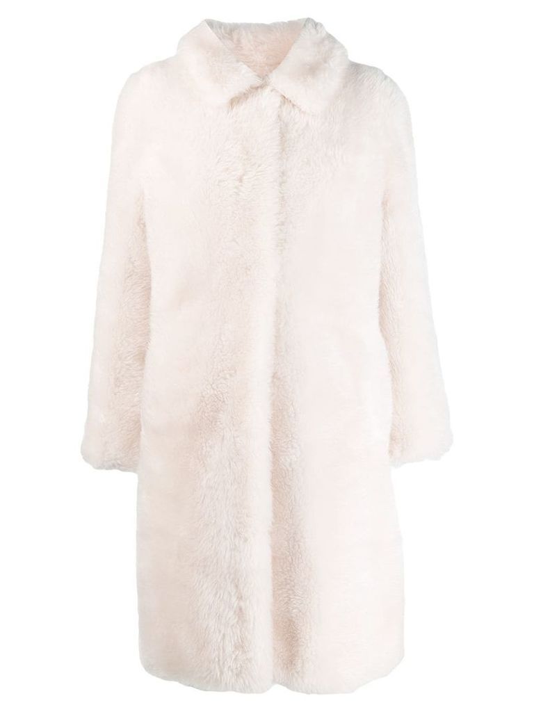 Yves Salomon Meteo fur-trimmed wool coat - White