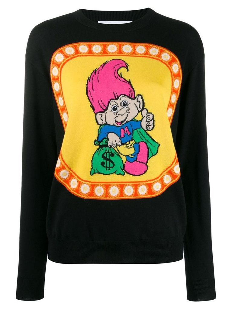 Moschino graphic print crew neck knitted jumper - Black