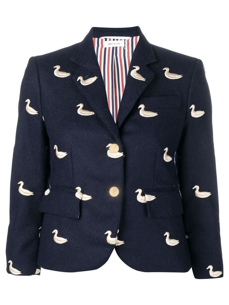 Thom Browne Gold Duck Embroidered Sport Coat - Blue