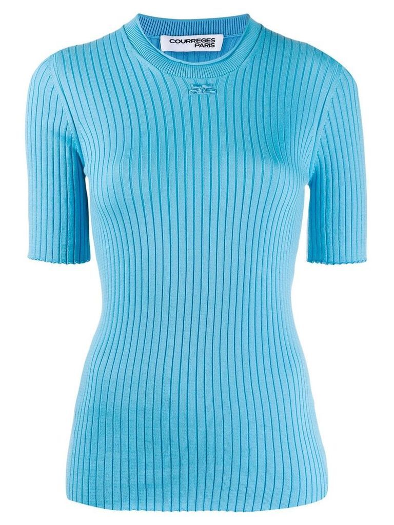 Courrèges ribbed knitted top - Blue