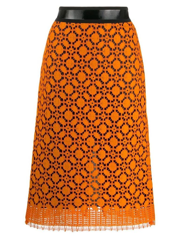 Dorothee Schumacher Adventurous lace pencil skirt - Orange