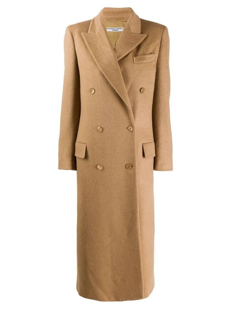 Katharine Hamnett London double breasted maxi coat - Brown