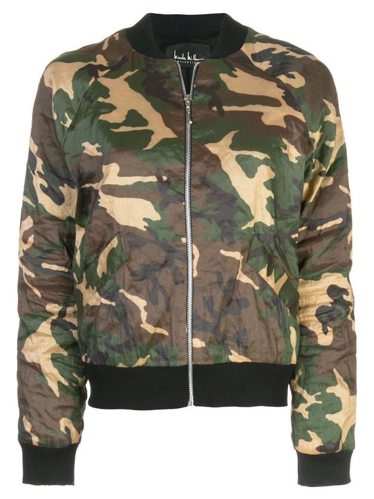 Nicole Miller camouflage print bomber jacket - Green