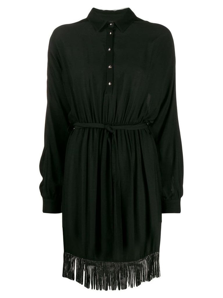 Just Cavalli embellished fringe shirt dress - Black