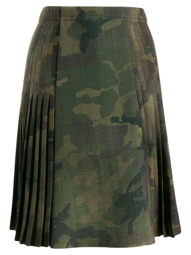 Ermanno Scervino pleated camouflage print skirt - Green