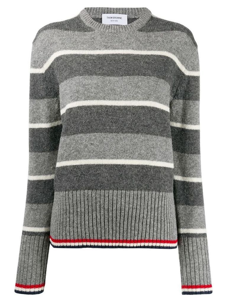 Thom Browne Wide Repp Stripe Relaxed Pullover - Grey