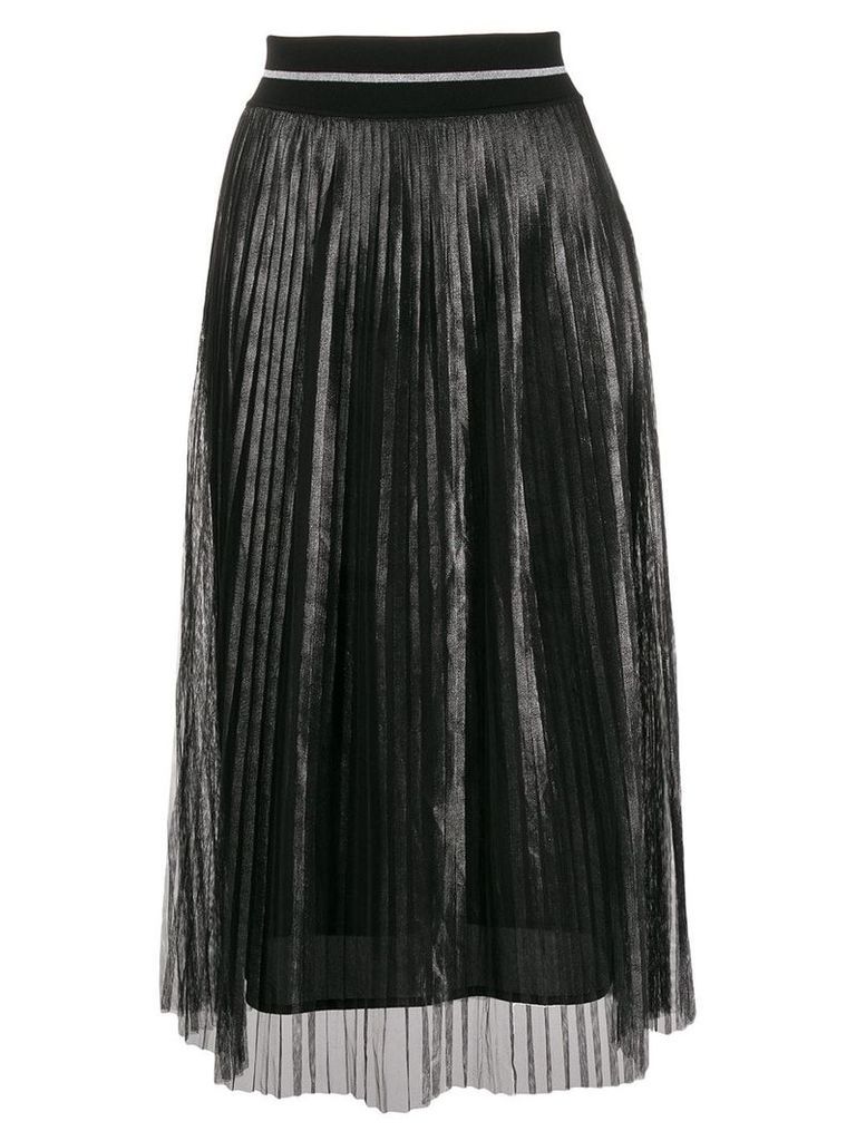D.Exterior metallic pleated midi skirt - Black