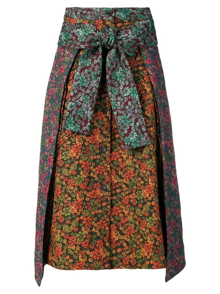 Henrik Vibskov floral print contrast skirt - ORANGE