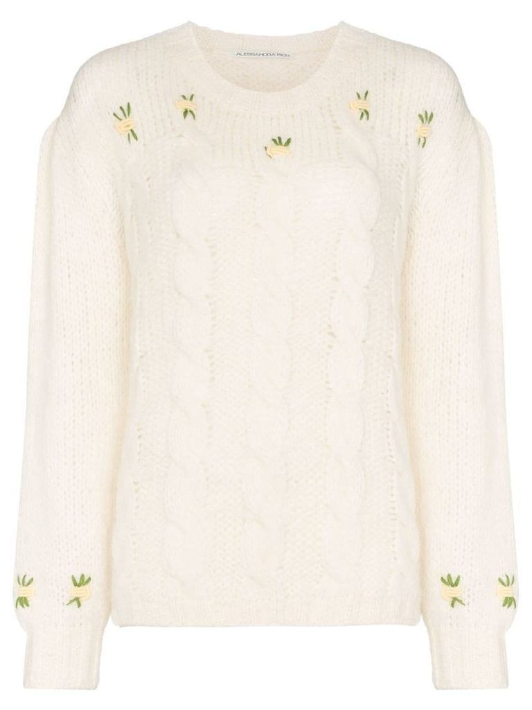Alessandra Rich floral-embroidered jumper - White