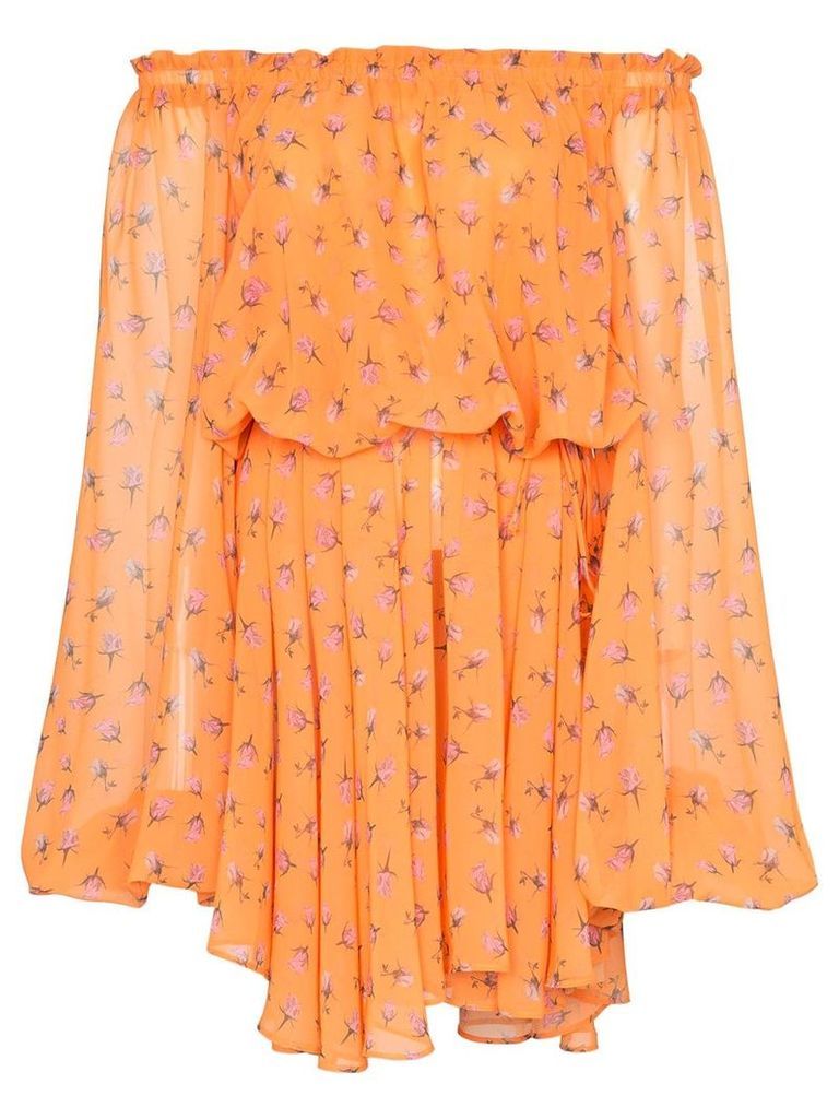 Rotate off-shoulder rose print dress - Orange