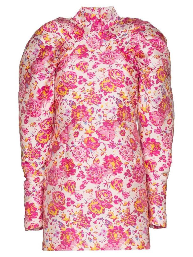 Rotate floral puff-sleeve dress - PINK