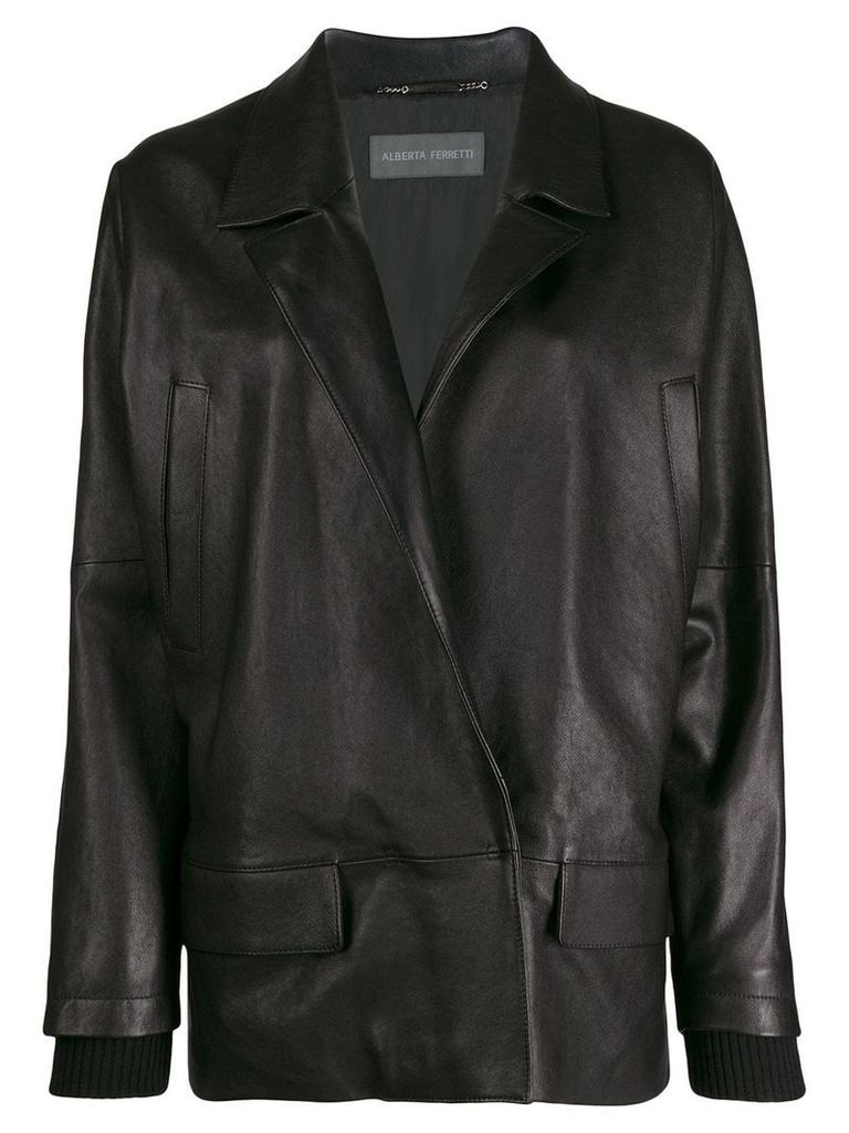 Alberta Ferretti oversized leather blazer - Black