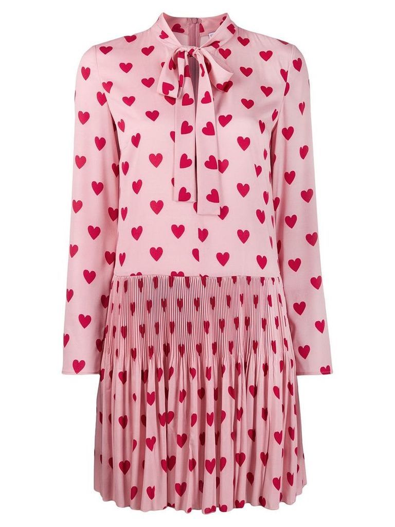 Red Valentino crepe de chine pleated dress - PINK