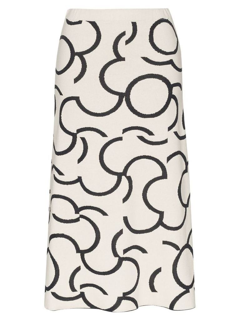 Low Classic intarsia-pattern midi skirt - White