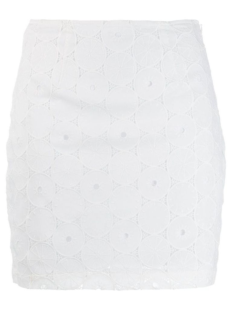 STAUD anglaise lace embroidered skirt - White