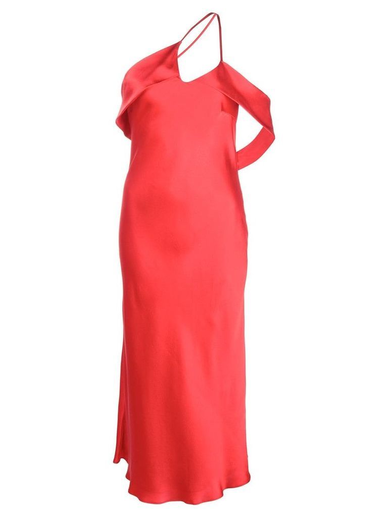 Michelle Mason draped-arm silk dress - Red