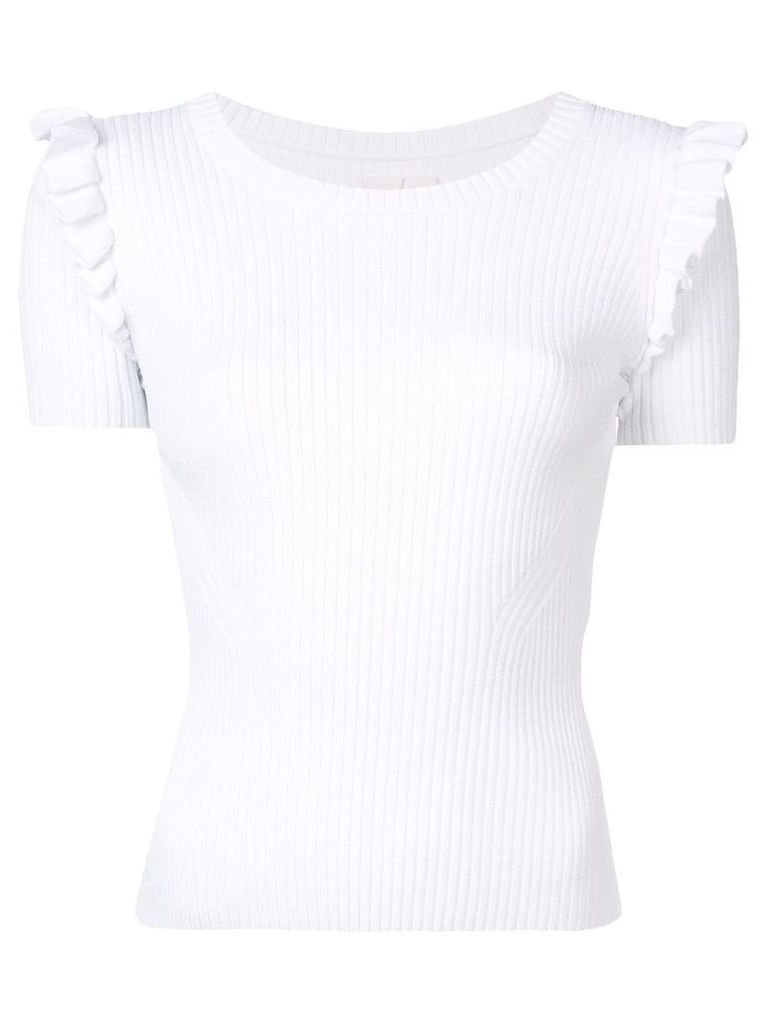 Cinq A Sept frill detail ribbed top - White