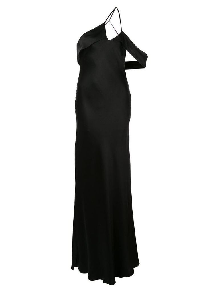 Michelle Mason draped-shoulder silk gown - Black