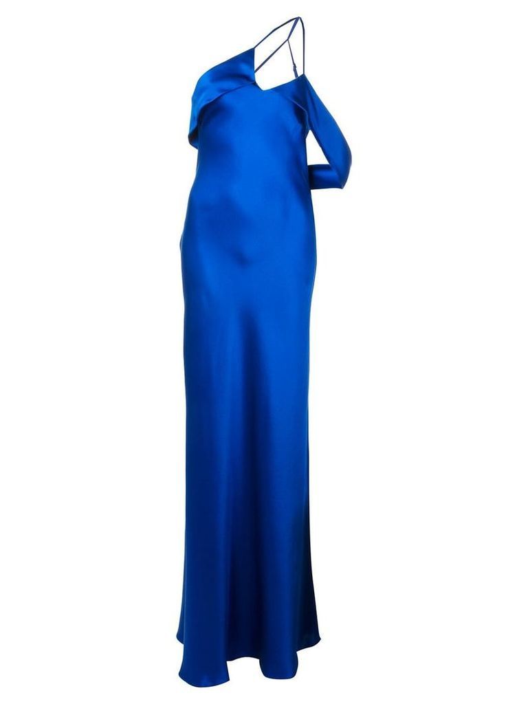 Michelle Mason draped-arm silk gown - Blue