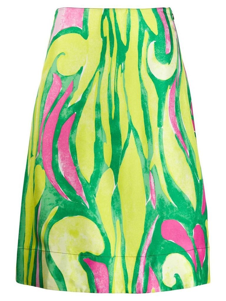 Marni abstract print silk skirt - Green