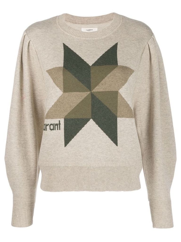 Isabel Marant Étoile cropped logo knit sweater - NEUTRALS