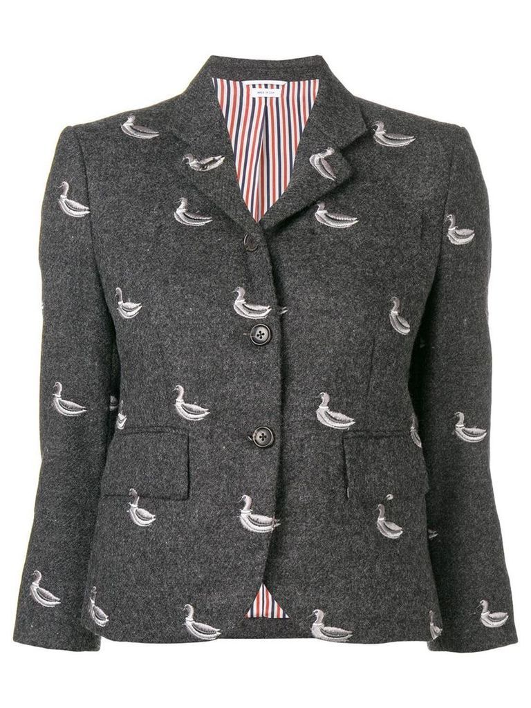 Thom Browne Duck Embroidered Classic Sport Coat - Grey