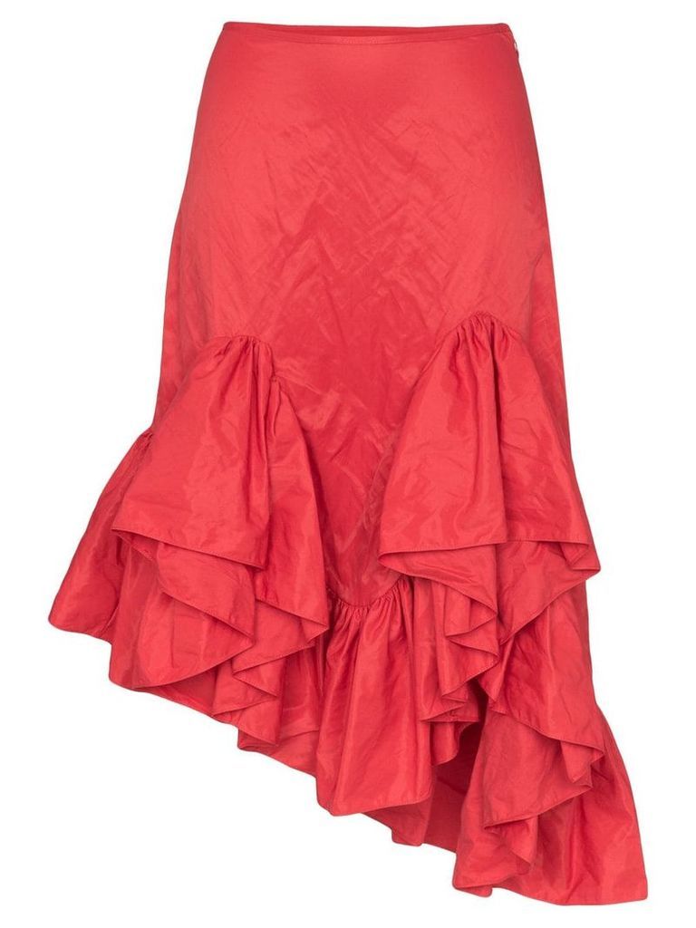 Marques'Almeida ruffled asymmetric midi skirt - Red