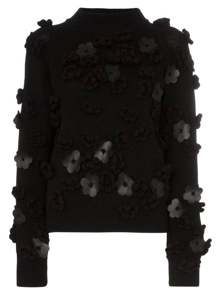 PASKAL 3D flower knitted sweater - Black