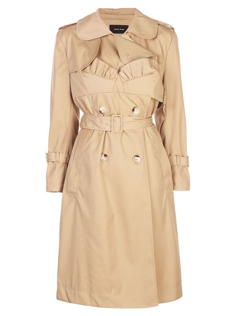 Simone Rocha frill detailed belted trench - Neutrals