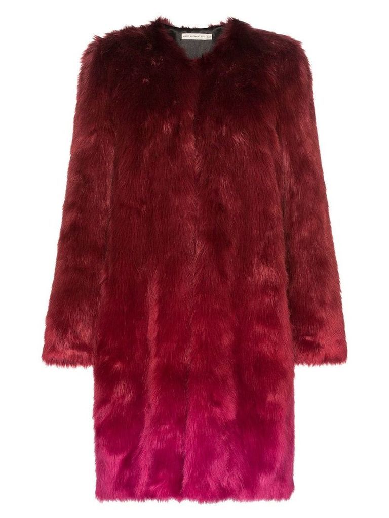 Mary Katrantzou Thalia ombre faux fur coat - Red