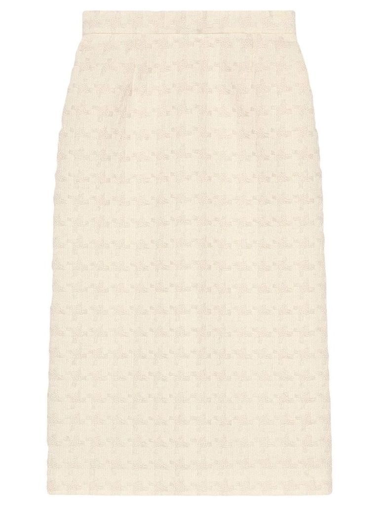 Gucci Houndstooth tweed skirt - White