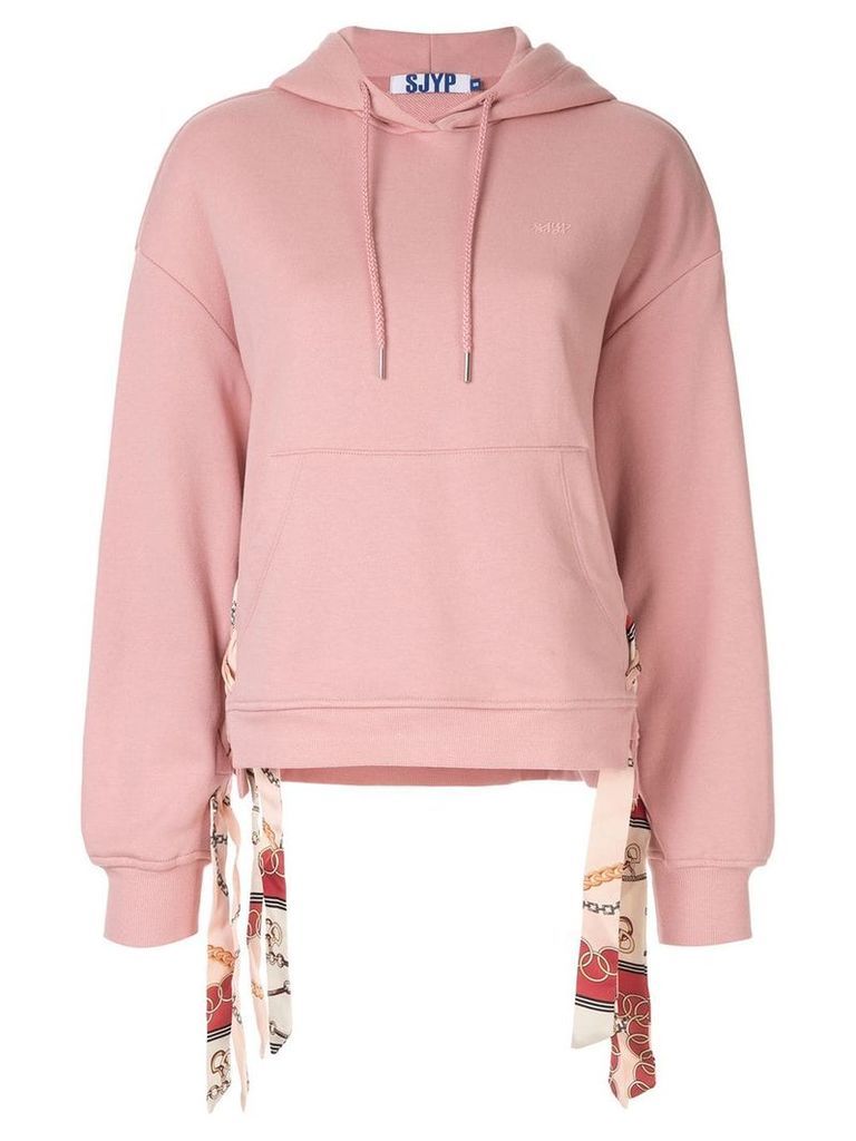 SJYP scarf detailed hoodie - Pink