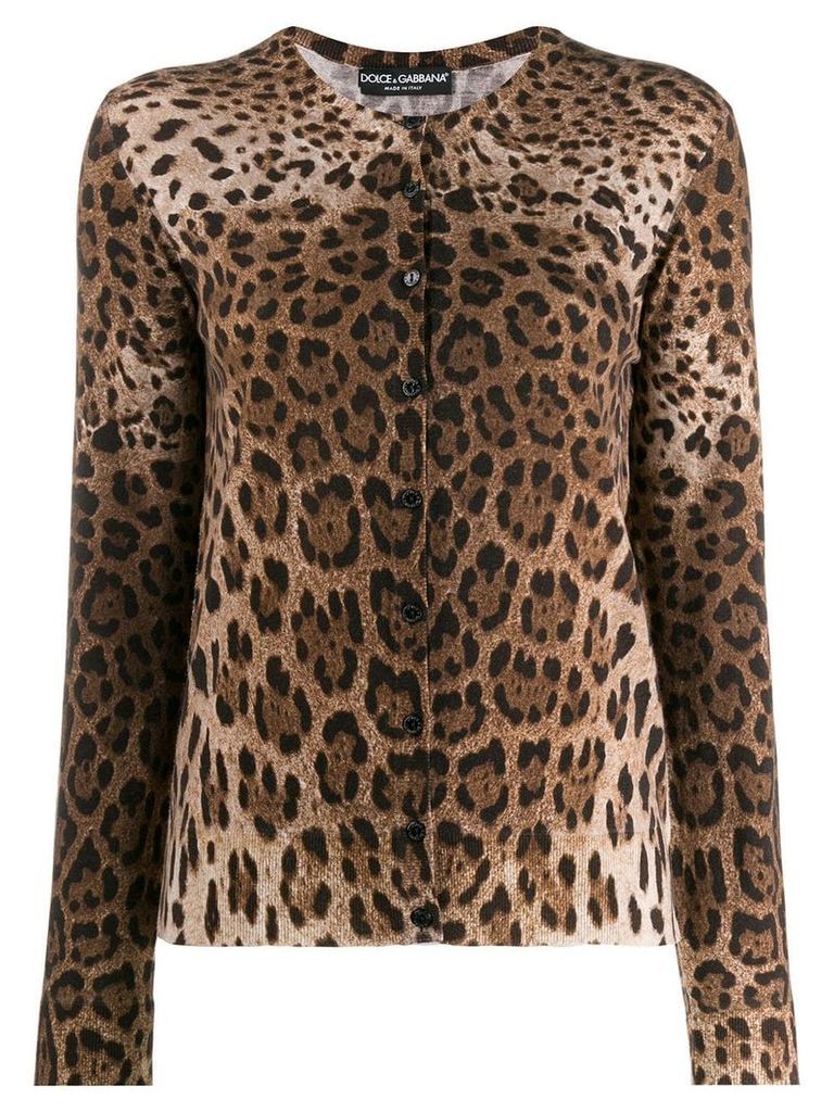 Dolce & Gabbana leopard print cardigan - Brown