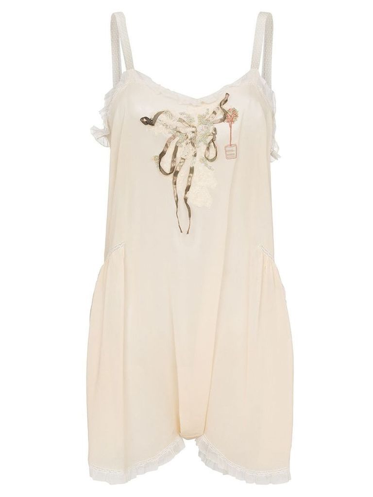 One Vintage ruffle front playsuit - Neutrals