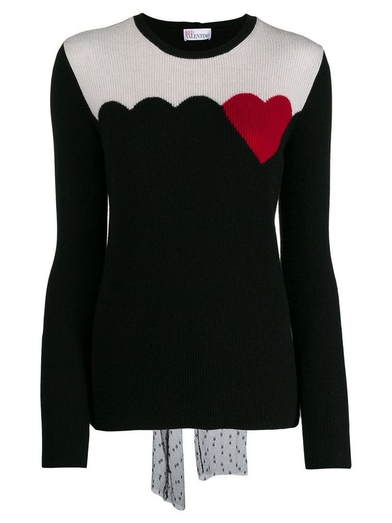 Red Valentino knitted heart detailed sweater - Black