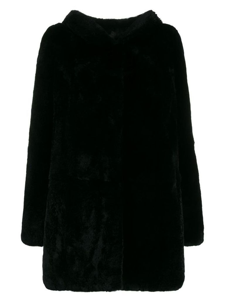Yves Salomon hooded fur coat - Black