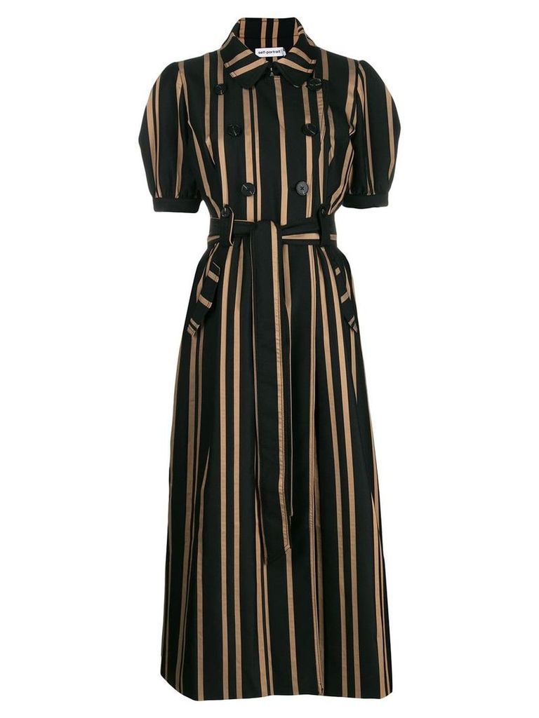 Self-Portrait tailored striped dress - Black