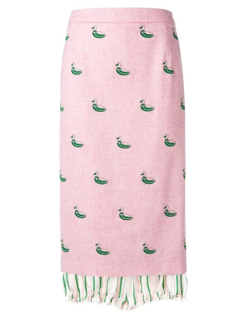Thom Browne duck-print bloomer-detail skirt - PINK