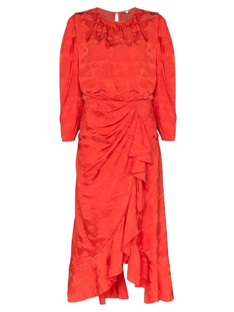 Johanna Ortiz Cuentos Y Relatos ruffled jacquard dress - Red