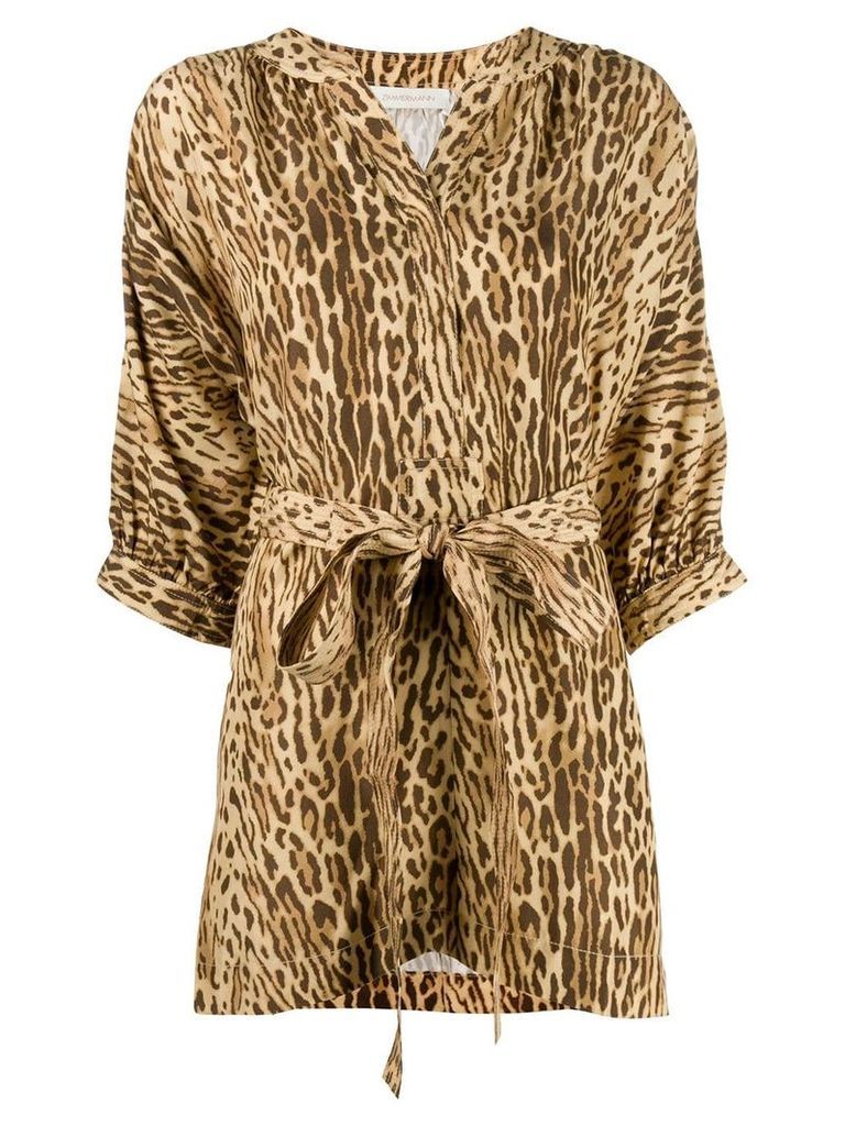 Zimmermann leopard print belted blouse - NEUTRALS