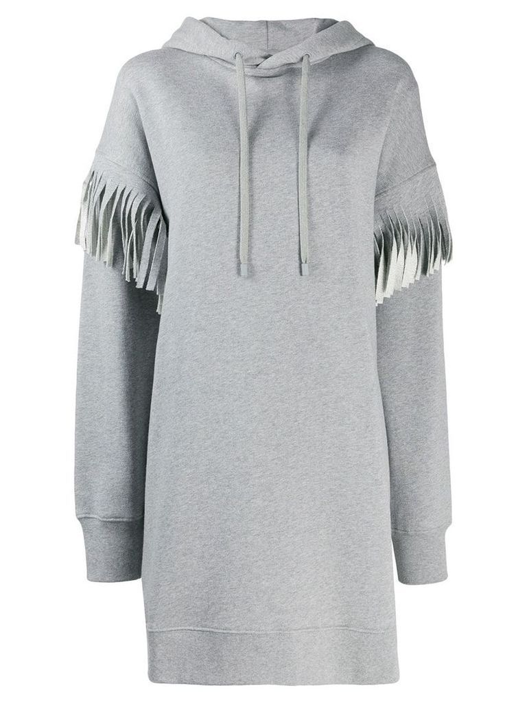 Maison Margiela fringed long-line hoodie - Grey