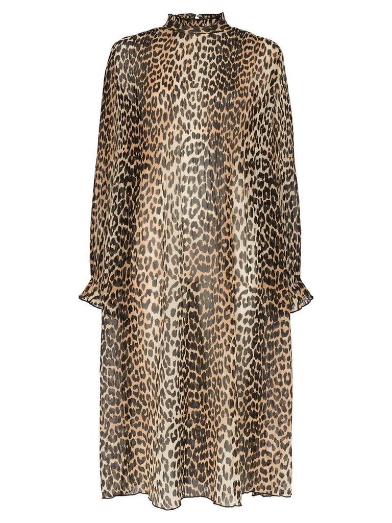 GANNI leopard print midi dress - Black