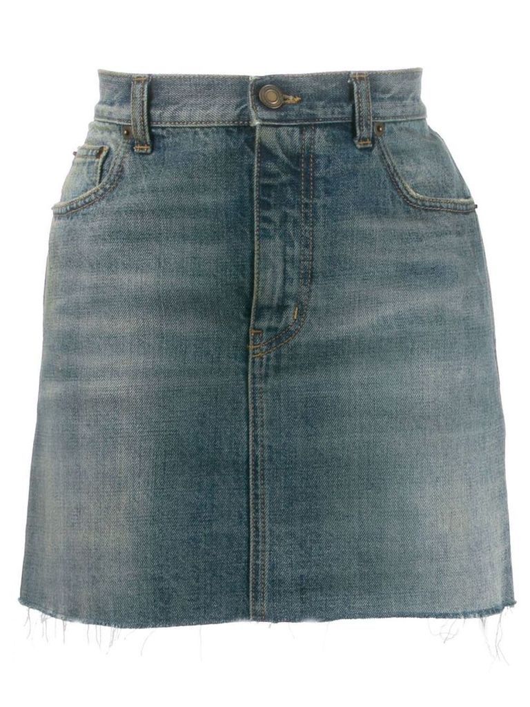 Saint Laurent distressed denim mini skirt - Blue