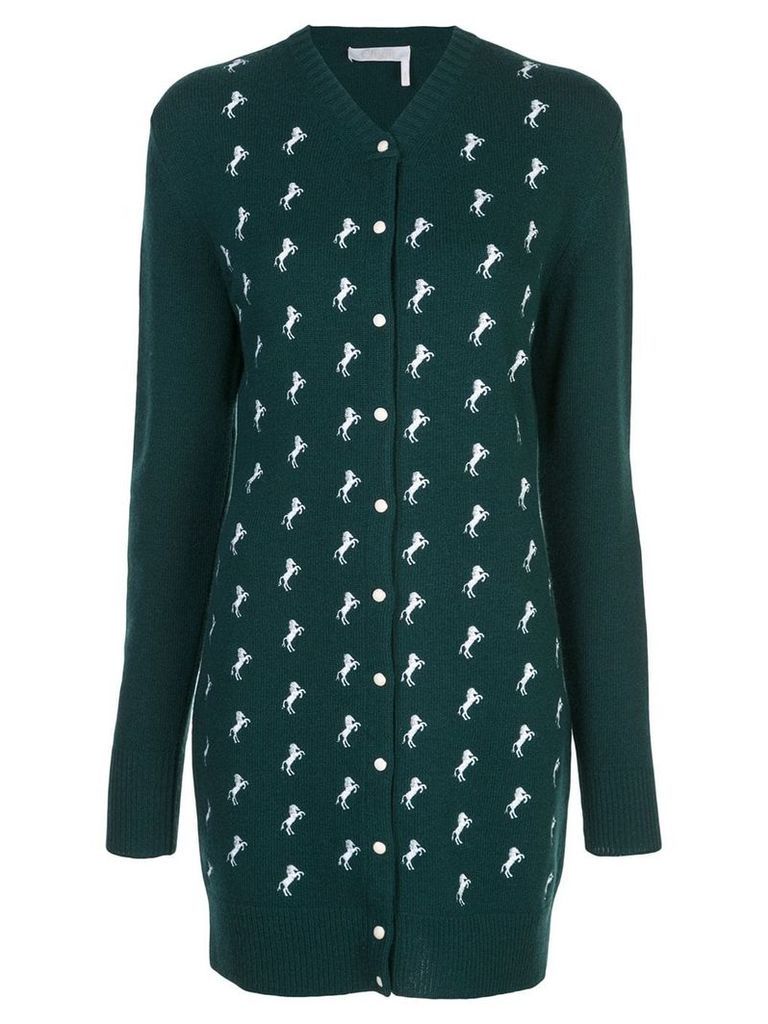 Chloé horse embroidered knit cardigan dress - Green