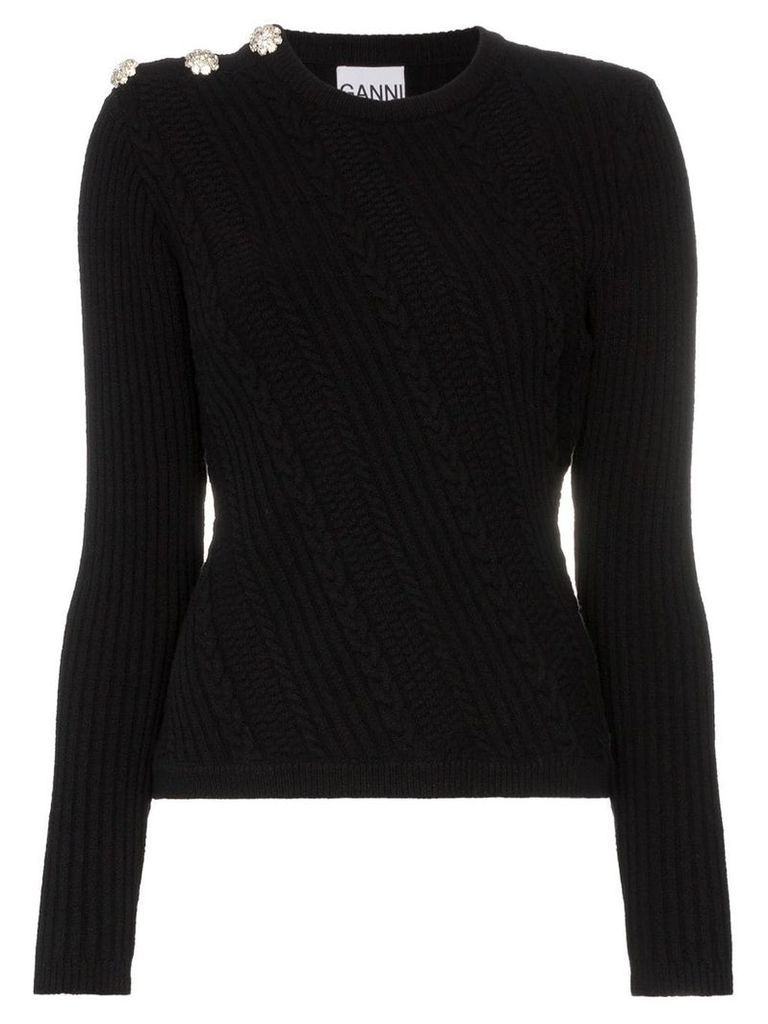 GANNI embellished knitted jumper - Black
