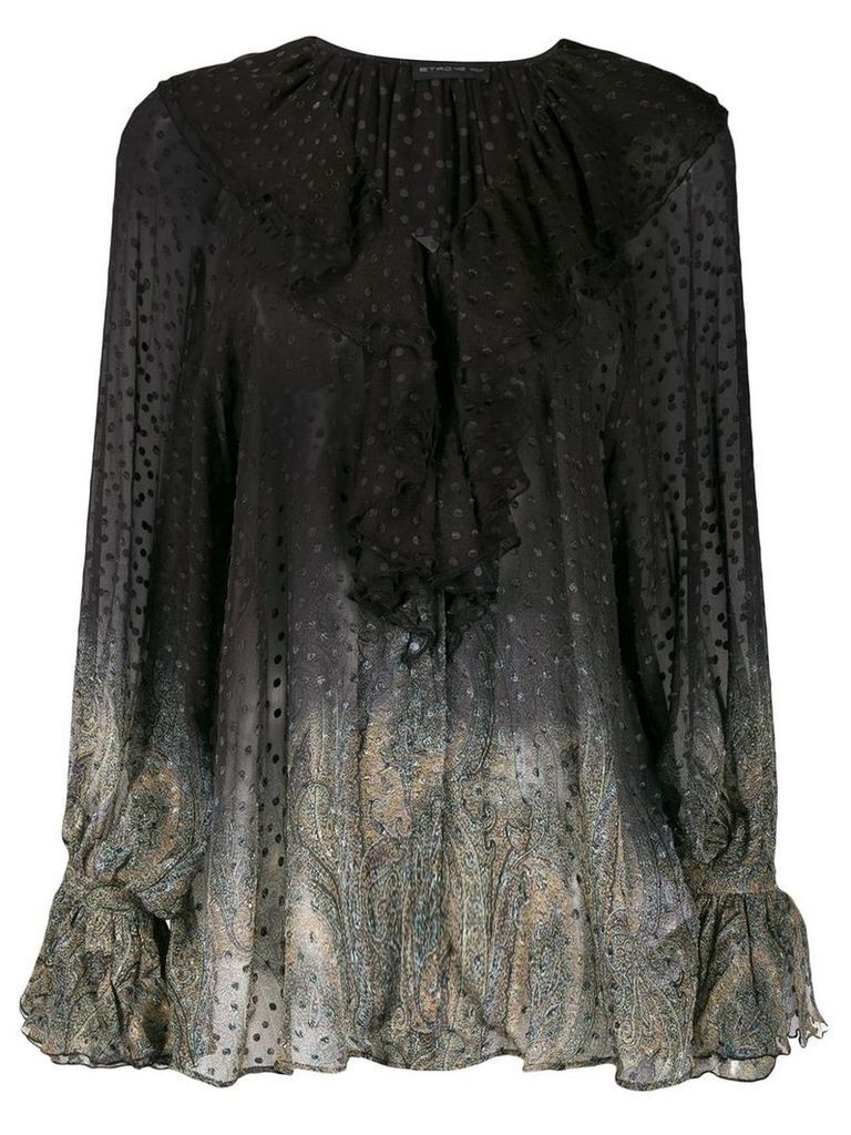 Etro dotted sheer paisley blouse - Black