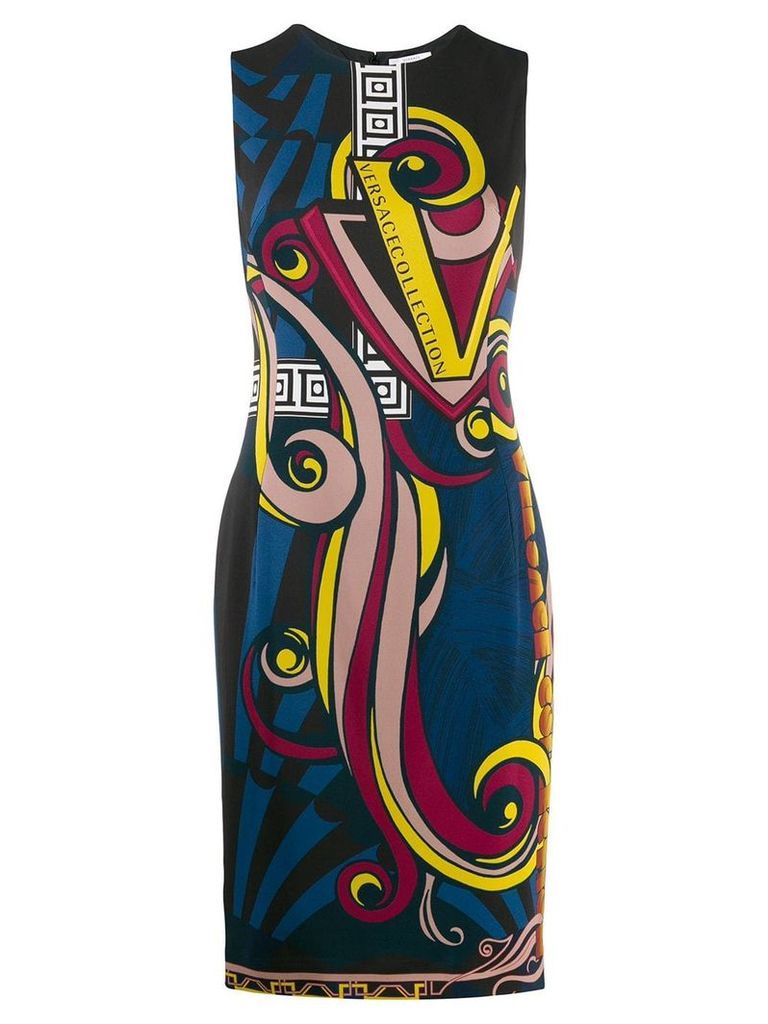 Versace Collection printed fitted dress - Black