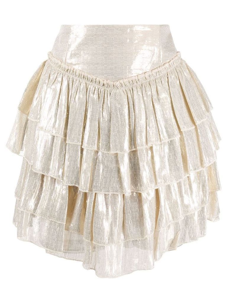 Alice McCall high-waisted tiered skirt - GOLD
